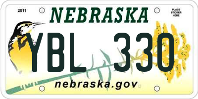 NE license plate YBL330