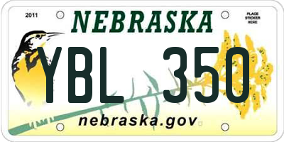 NE license plate YBL350