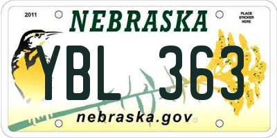 NE license plate YBL363