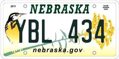 NE license plate YBL434