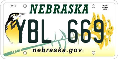 NE license plate YBL669