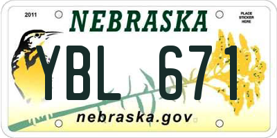 NE license plate YBL671