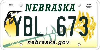NE license plate YBL673
