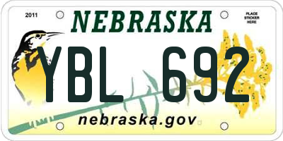 NE license plate YBL692
