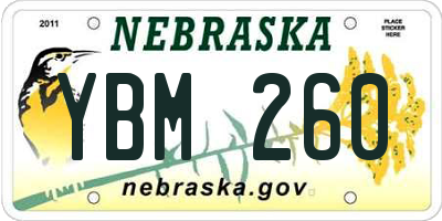 NE license plate YBM260