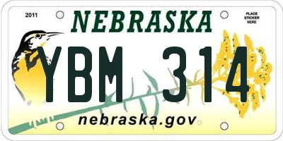 NE license plate YBM314