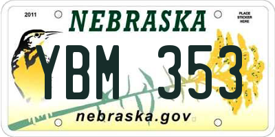 NE license plate YBM353