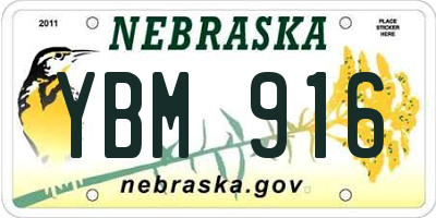 NE license plate YBM916