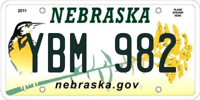 NE license plate YBM982