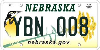 NE license plate YBN008