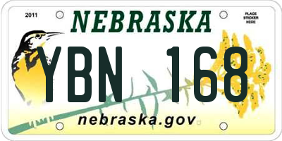 NE license plate YBN168
