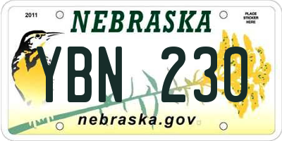 NE license plate YBN230