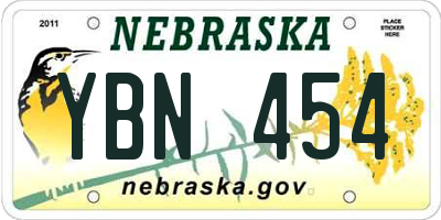 NE license plate YBN454