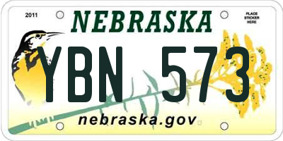 NE license plate YBN573