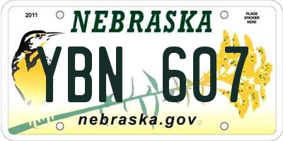 NE license plate YBN607