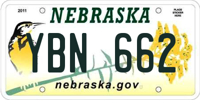 NE license plate YBN662