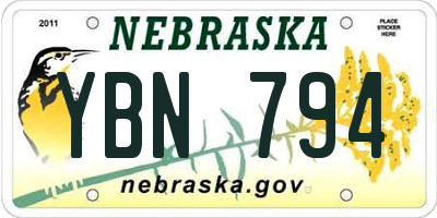 NE license plate YBN794