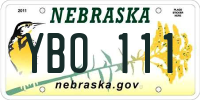 NE license plate YBO111