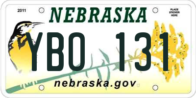 NE license plate YBO131