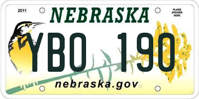 NE license plate YBO190