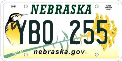 NE license plate YBO255