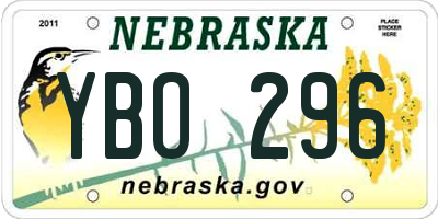 NE license plate YBO296