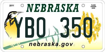 NE license plate YBO350