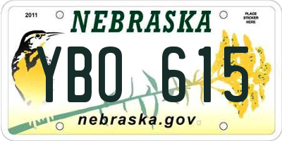 NE license plate YBO615