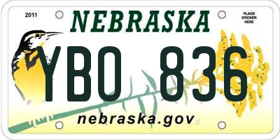 NE license plate YBO836