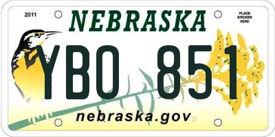NE license plate YBO851
