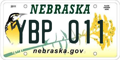 NE license plate YBP011