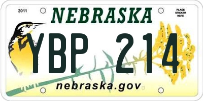 NE license plate YBP214
