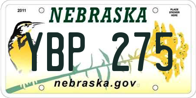 NE license plate YBP275