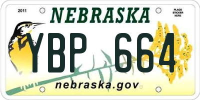 NE license plate YBP664