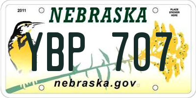NE license plate YBP707