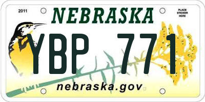 NE license plate YBP771