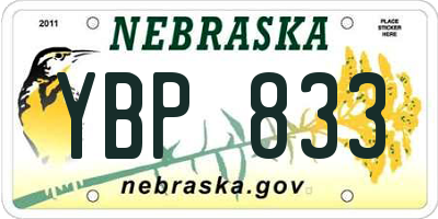 NE license plate YBP833