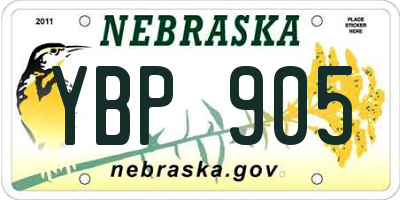 NE license plate YBP905
