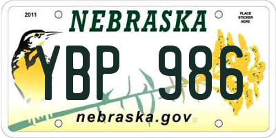 NE license plate YBP986