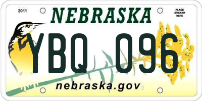NE license plate YBQ096
