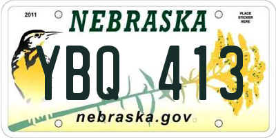 NE license plate YBQ413