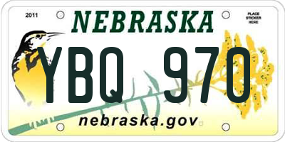 NE license plate YBQ970