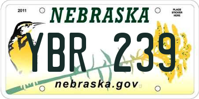 NE license plate YBR239