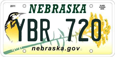 NE license plate YBR720