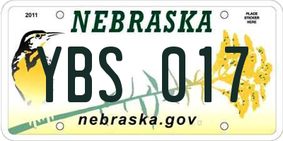 NE license plate YBS017