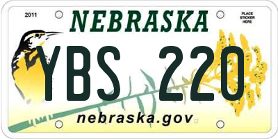 NE license plate YBS220