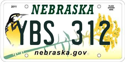 NE license plate YBS312