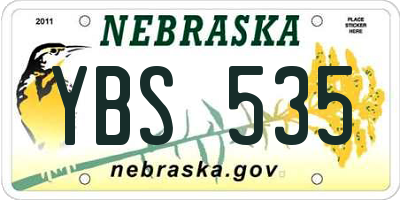 NE license plate YBS535