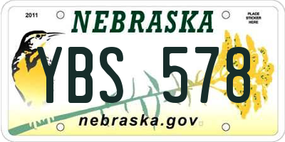 NE license plate YBS578