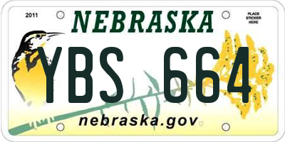 NE license plate YBS664